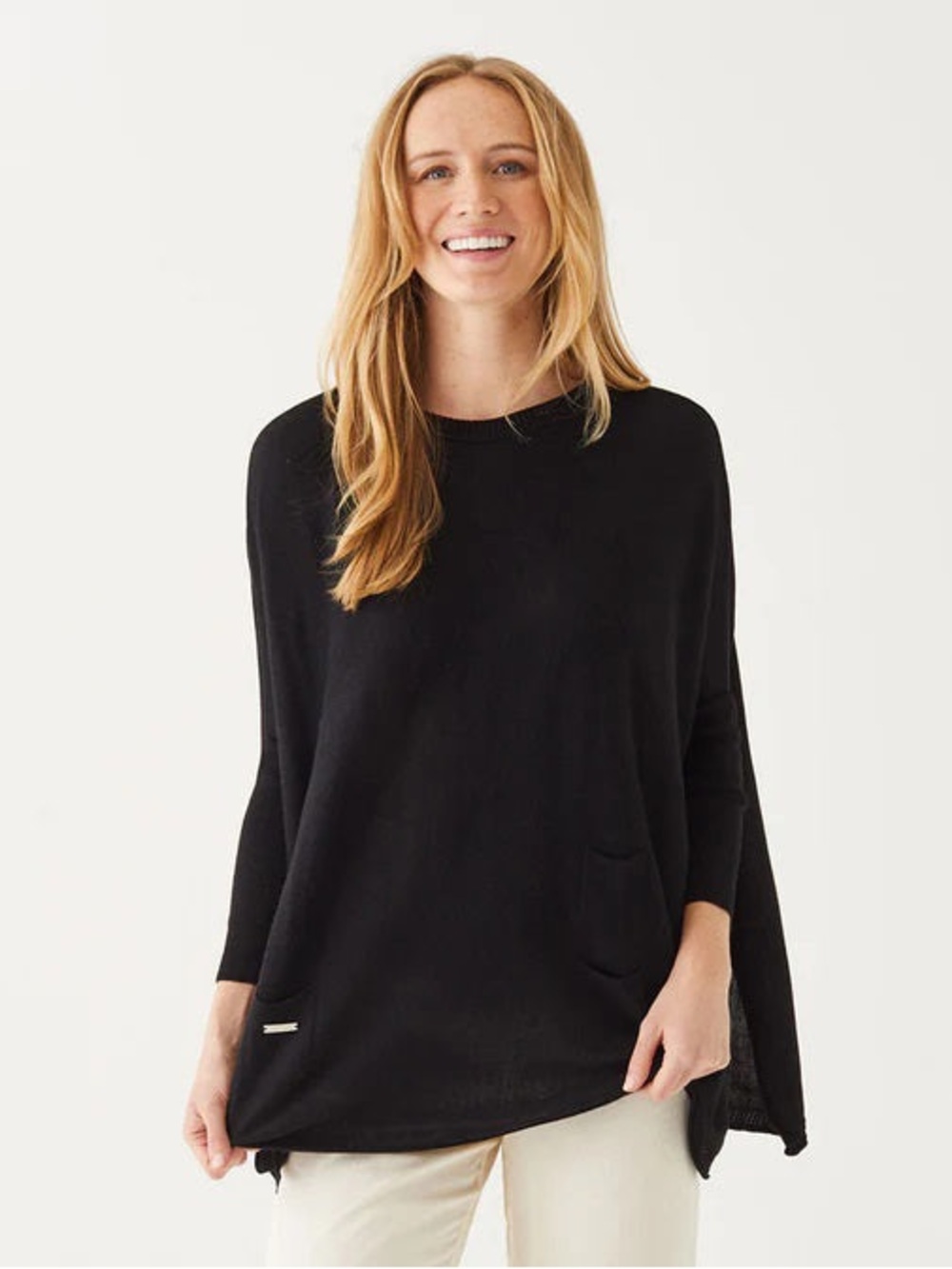 Mer Sea Catalina Crewneck Sweater Womens Oversized Black Knit Top Coastal OS
